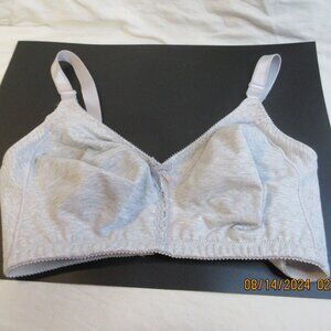 BALI ADORABLE BRA~ BOW & SATIN STRAPS~36DD #3036, 85% COTTON & 15%SPANDEX GRAY
